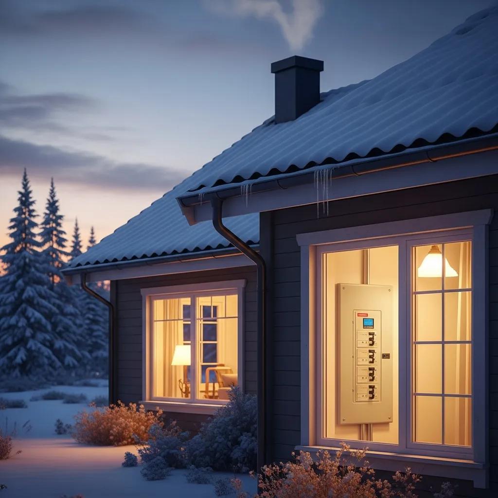 Cozy winter home with snow, highlighting electrical safety preparations